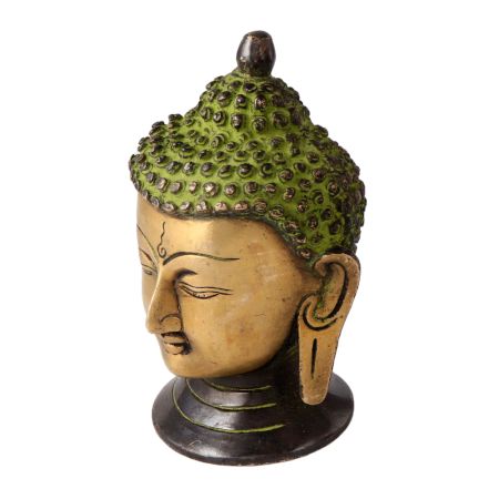 Brass Meditating Buddha Head Statue