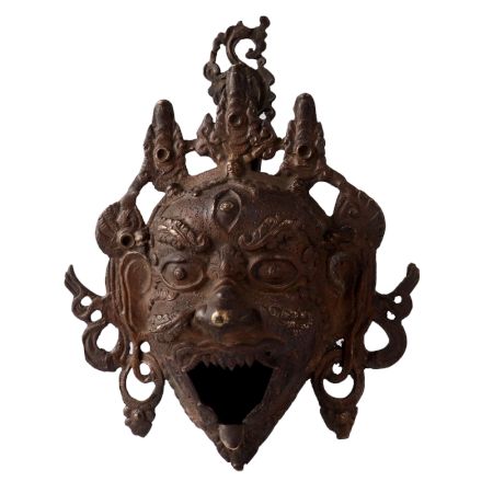Brass Mahakala Mask Wall Hanging