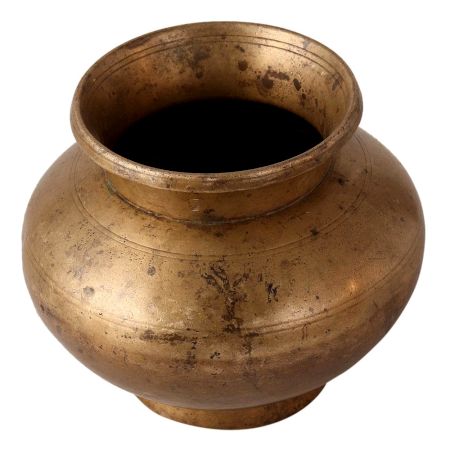 Round Brass Water Pot for Hindu Worship