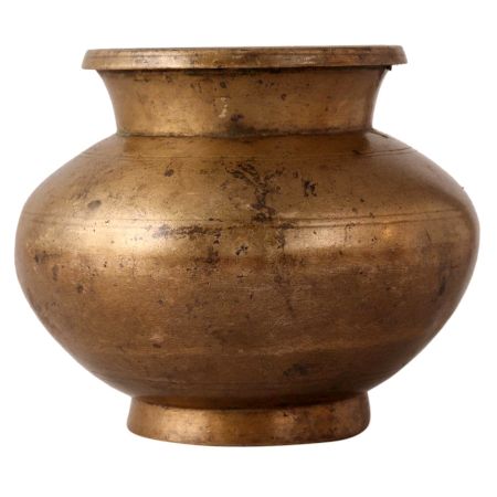 Round Brass Water Pot for Hindu Worship