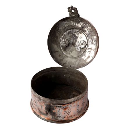 Traditional Copper Box With Kunda And Handle