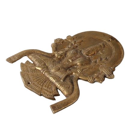 Brass Laxmi Plate In Dark Patina Finish