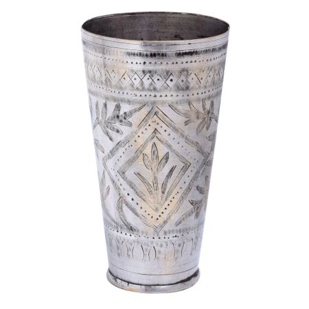 Long Brass Punjabi Glass With Leaves Pattern