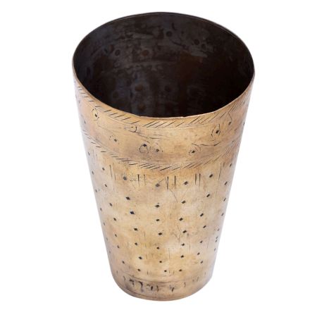 Golden Brass Punjabi Lassi Glass Faded Design