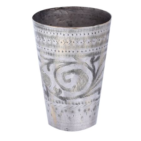 Old Brass Lassi Glass With Swirl Vines Design