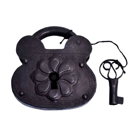 Hand Forged Iron  Gate Padlock With Key