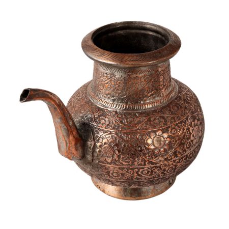 Vintage Holy Water Pot with Floral Motifs