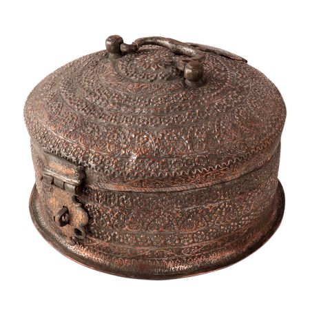 Hand Crafted Round Copper Big Jewelry Box