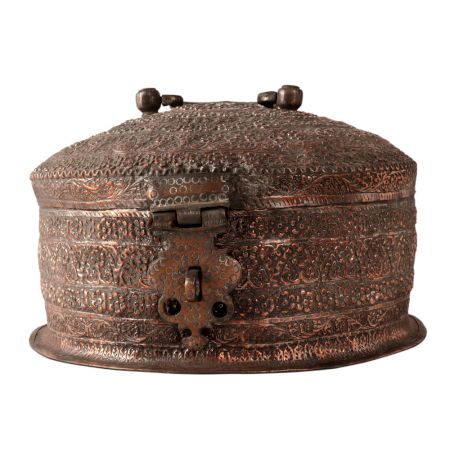 Hand Crafted Round Copper Big Jewelry Box