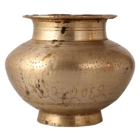 Indian Engraved Brass Holy Water Pot