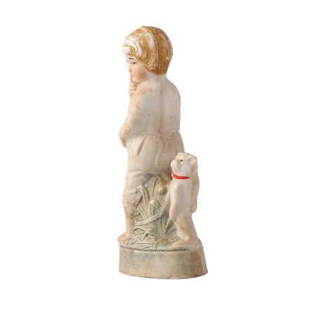 Porcelain Statue of  A Girl With A Cat