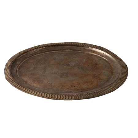 Etched Brass Tray with Scallop Edge