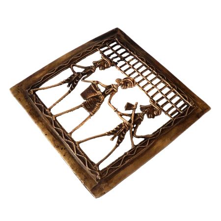 Brass Dhokra Wall  Hanging Of Three Farmers