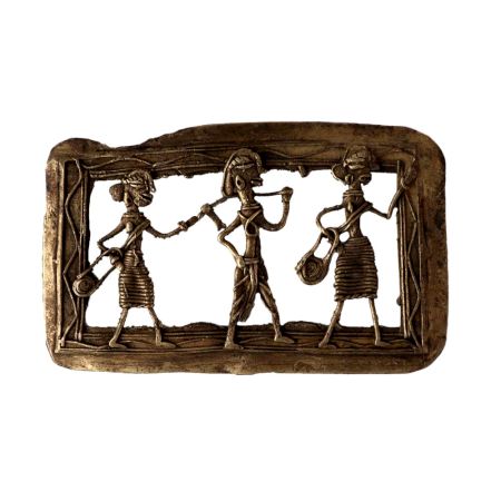 Dhokra Brass Wall Hanging Marching Tribal Men and Women