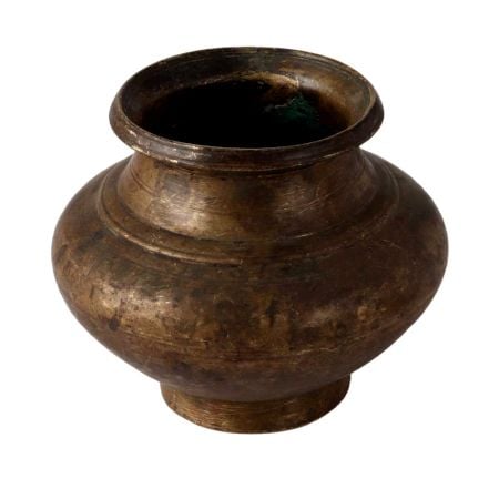 Brass Kalash Water Storage Pot In Dark Patina