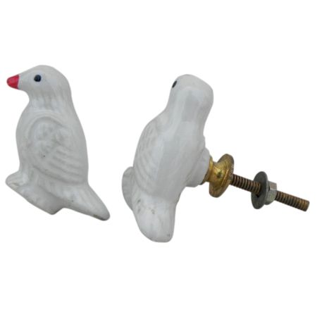 White Parrot Door Bird Knob