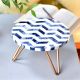 Navy White Chevron Resin And Wood Cake Stand With Iron Legs