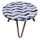 Navy White Chevron Resin And Wood Cake Stand With Iron Legs