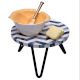 Navy White Chevron Resin And Wood Cake Stand With Iron Legs