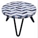 Navy White Chevron Resin And Wood Cake Stand With Iron Legs