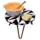 Retro Black And White Cake Stand Made With Wood And Resin With Iron Legs