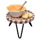 Boho Earth Solid Wood And Resin Cake Side Stand With Iron Stands