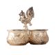 Brass Three Cup Brass Kumkum Holder In Silver Finish
