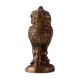 Brass Owl  Statue Perched On Top Of A Wooden Branch
