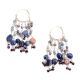 Blue Beaded 92.5 Sterling Silver Hoop Earrings
