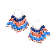 92.5 Sterling Silver Multi colourÂ GypsyÂ Hoop ChandelierÂ Earrings