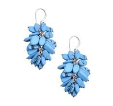 92.5 Sterling Silver Turquoise Nugget Stone Cluster Drop Dangle Earrings