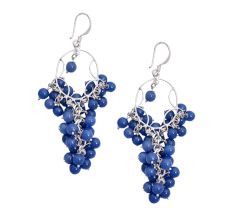 92.5 Sterling Silver Lapis lazuli grape earrings