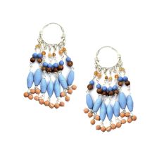 92.5 Sterling Silver Three Color Trendy Boho Hoop Dangle Earrings