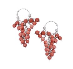 92.5 Sterling Silver Rust Stone Droop Dangle  Earrings