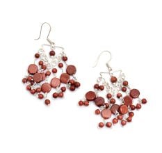 92.5 Sterling Silver Sunstone Cabochon Earring