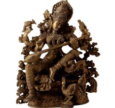 Brass Goddess Saraswati Statue in Fine Art
