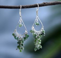 Round Peridot Bead Chandelier Earrings in 92.5 Sterling Silver