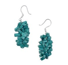 92.5 Sterling Silver Natural Turquoise Nugget Drop Earrings