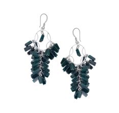 Green Malachite Drop Gypsy Earrings with 92.5 Sterling Silver
