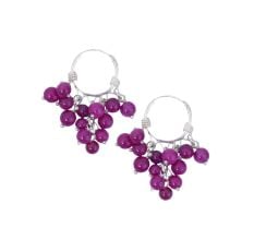 92.5 Pink Beaded Ring Hoop Earrings