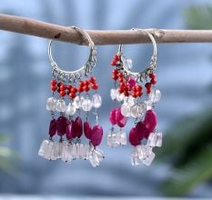 92.5 Sterling silver multi-bead dangle earring