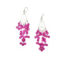 92.5 Sterling Silver and Pink Chalcedony Chandelier Earrings