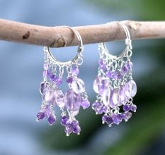 Amethyst Chandelier Earrings with 92.5 Sterling Silver