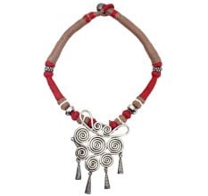 Rust Jute Thread  Tribal Necklace