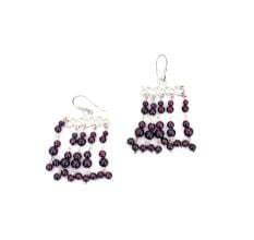 92.5 Sterling silver Red Garnet Bead Earrings 92.5 Sterling Silver