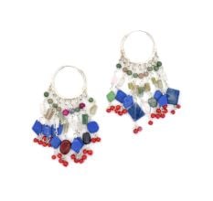 92.5 Sterling Silver Dangle Lapis Lazuli Stone Earrings