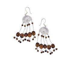 Tiger Eye Chandelier Earrings In 92.5 Sterling Silver