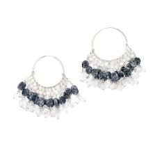 Vintage White and Grey Marble Beads And 92.5 sterling silver