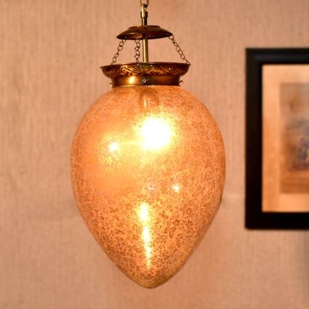 Yellow Oval Ornaments Glass Ceiling Lamp