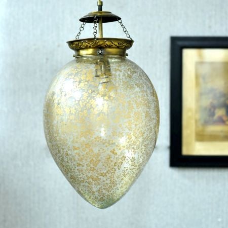 Yellow Oval Ornaments Glass Ceiling Lamp
